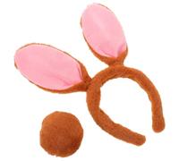 Operitacx Serrage-tête Oreilles de Lapin Marron Queue en Tissu pour Costume de Pâques, Accessoire Festif Facile à Porter, pour Fêtes et Cosplay