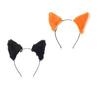Operitacx Serrage-têtes Cosplay Oreilles de Chat en Peluche 2pcs Noir Confortable à Porter pour Fête D'anniversaire ou Cosplay Élégant et Adorable