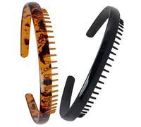 Operitacx Serrage-têtes Dents Antidérapantes Style Fashion Faciles à Porter Lot de 2 en Résine pour Cheveux Femme pour Mariage et Anniversaires