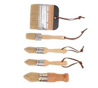Operitacx Set de Pinceaux Ronds Poils de Sanglier Manche Brosse Enduit Cuvelage pour Peinture Craie Cire et Peinture Lait Lot pour Décoration Intérieure