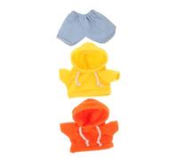Operitacx Set Vêtements Ours Peluche Hoodie Orange Jaune et Jeans Bleu Revers Tenue Amusante pour Poupées et Animaux Peluche Facile à et Compatible Jeux Créatifs