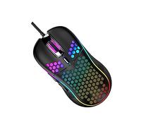 Operitacx Souris de Jeu Filaire de Nid D’Abeille pour Ordinateur Portable et Bureau, RGB Multicolore, Noire, Légère et Ventilée, Accessoire Gaming Compétitif