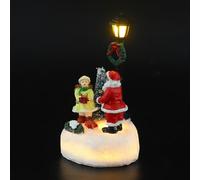Operitacx Statue du Père Noël avec Lampadaire, Centre de Table Noël à LED | Résine, Batterie Incluse, Design Festif, Usage Intérieur Surface, pour Saisons D'hiver et Fêtes