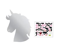 Operitacx Sticker Mural Acrylé Licorne Miroir Amovible Autocollant DIY Décoration Chambre Garçon Fille Argenté Autocollant Mural Original Facile à Poser