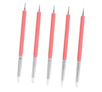 Operitacx Stylo à Ongles 5 Pièces Double Embout Brosse Silicone et Métal, Outil à Points pour Nail Art à Domicile, pour Dessiner Fleurs et Points sur Ongles Naturels