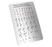 Operitacx Tableau de L'alphabet Braille en Acier Inoxydable avec Points Surélevés, Chiffres et Ponctuation, Outil Éducatif pour Apprentissage du Braille en Classe pour Débutants