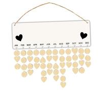 Operitacx Tableau de Rappel d'Anniversaire en Bois Naturel, Calendrier Suspendu DIY 50 Puces Rondes et Cœurs, Décoration Murale Beige pour Bureau et Maison - Présentoir Date Bois Complet