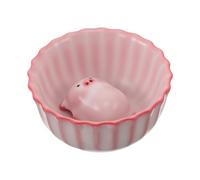 Operitacx Tasse en Céramique Décorative de Fleur avec Petite Statue de Cochon Soufflant des Bulles, 120ml, Cérémonie du Thé Décoration Intérieure