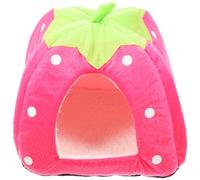 Operitacx Tente Maison Fraise, Cachette Douce à Entrée Large en Tissu Rose | Coussin Amovible, Bords Arrondis et Surface Lisse, pour Cochons D’inde et Petits Animaux en Cage ou Clapier