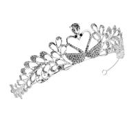 Operitacx Tiare Légère Argenté Alliage et Cristal Élégante Mariée de en Forme de Colombe et Cœur D'amour Décoloration, pour Mariage et Fêtes
