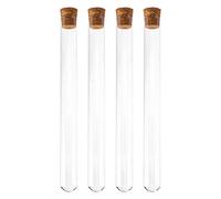 Operitacx Tubes à Essai en verre, 4 Pièces 60ml Transparent Eprouvette Verre avec Bouchon en Liège, Tube en Verre pour Laboratoire, décoration de bonbons, etc