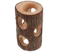 Operitacx Tunnel en Bois Naturel Marron pour Hamster et Lapin, Sécurisé à Mâcher de Tronc Creux, Améliore L'agilité des Petits Animaux