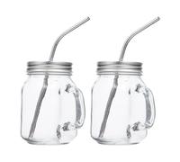 Operitacx Verre Transparent Gobelet à Paille 350ml 2 Ensembles | Acier Inoxydable, Lot de Sets, Usage Quotidien et Restaurants, pour Lait et Chocolat Chaud