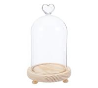Operitacx Vitrine sous dôme de Verre avec Socle, Cloche Transparente, Base en Bois, Protection renforcée pour Figurines en Argile et Objets de Collection, Centre de Table pour la Maison