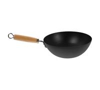 Operitacx Wok Chinois Petit en Fonte D'acier Forgé Poignée Ergonomique Stable pour Usage Quotidien sur Feu Ouvert et Poêle à Bois