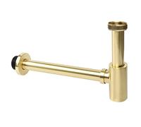 OPERMAXER Siphon design [Tube plongeur extra long 200 mm], 1 1/4 x 32 mm Épaisseur réglable des tuyaux, siphon universel en laiton pour lavabo et lavabo(or brossé)