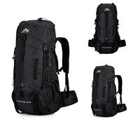 Opetdo Sac à Dos de Randonnée 70L en Nylon avec Housse de Protection Imperméable Ultraléger pour Alpinisme Escalade Trekking Sport Voyage Camping (Noir)