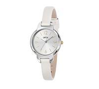 Opex - X4031LA3 - Amy - Montre Femme - Quartz Analogique - Cadran Argent - Bracelet Cuir Blanc