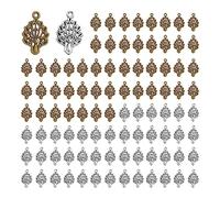 Opexicos Lot de 100 breloques en forme de paon - Pendentifs en forme de paon - Argenté vieilli - Double face - Pour loisirs créatifs - 12 x 17 mm