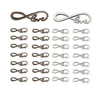 Opexicos Lot de 100 breloques infini et amour, connecteur infini, ton argent vieilli, accessoires faits à la main, 13 x 39 mm