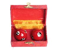 Opexicos Lot de 2 boules chinoises pour exercices de santé et relaxation, Yin Yang Rouge