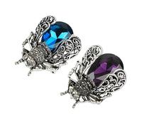 Opexicos Lot de 2 broches en cristal en forme d'insectes scarabée, broches tendance pour femmes, épingles à écharpe, bijoux broche violet et bleu, Cristal/strass