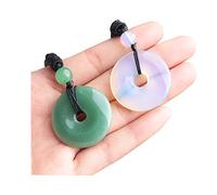 Opexicos Lot de 2 colliers avec pendentif en forme de donut en obsidienne et aventurine en forme de donut et cristal - Pour homme et femme - Corde réglable