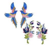 Opexicos Lot de 2 écussons brodés à coudre ou à repasser Motif roses violettes