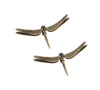 Opexicos Lot de 2 mini sculptures de bureau en laiton fabriquées à la main en forme de libellule