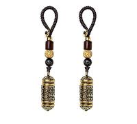 Opexicos Lot de 2 porte-clés bouddhisme tibétain chinois en forme de bouteille de Sutra Chinois Pendentifs Bijoux Pendentifs Porte-bonheur en laiton Vintage Cuir