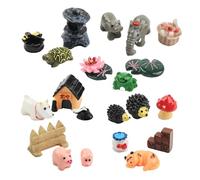 Opexicos Lot de 21 accessoires de jardin Tortue, grenouille, chat, éléphant, hérisson, cochon et chien
