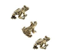 Opexicos Lot de 3 mini grenouilles décoratives en laiton - Grenouille mignonne - En cuivre - Sculpture en bronze - Petit animal de compagnie