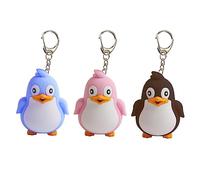 Opexicos Lot de 3 porte-clés lumineux à LED avec pendentif en forme de pingouin Bleu Noir Rose, Acier allié, Alliage.