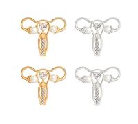 Opexicos Lot de 4 broches en forme d'utérus - Cadeau pour médecin/infirmière/remise de diplôme