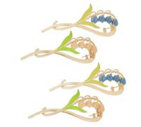 Opexicos Lot de 4 pinces à cheveux élégantes en forme de fleur de jacinthe des bleuets - Accessoires pour cheveux - Boucle en épingle à cheveux - Ornement pour femmes et filles