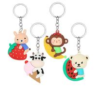 Opexicos Lot de 4 porte-clés en forme de vache, singe, ours, lapin, crème glacée, couleur