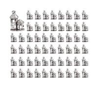 Opexicos Lot de 50 pendentifs château en forme de château - Argenté vieilli - 3D - Fabrication artisanale - 13 x 15 mm