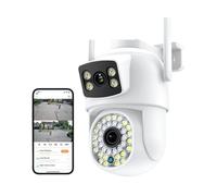 OPFVUJIKX Caméras de sécurité, Caméra 8MP 4K Double Objectif AI détection Humaine Suivi Automatique caméra de sécurité extérieure sans Fil 4MP Couleur Vision Nocturne caméra vidéo(8MP NO SD Card)