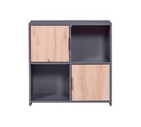 OPHELY - Meuble 2 Portes 2 Niches Anthracite et Effet Bois - Altobuy Gris G