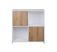 OPHELY - Meuble 2 Portes 2 Niches Blanc et Effet Bois - Altobuy Blanc G