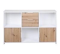 OPHELY - Meuble Multi-Rangement Blanc et Effet Bois -