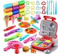 Ophy Creative Fun - Set de Pâte à Modeler Tout-en-Un : 48 pièces d'accessoires pâte à Modeler avec 12 Blocs colorés | Kit pâte à Modeler Enfant 2 Ans : moules, Rouleau et Sac de Rangement