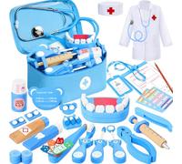 Ophy Malette Docteur Enfant, Malette Docteur Jouet avec Stéthoscope à Haute Simulation Malette Docteur Enfant en Bois Rôle Jouets du Docteur Imitation Cadeaux pour Garçons et Filles de 3 à 8 Ans