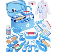 Ophy Malette Docteur Enfant, Malette Docteur Jouet avec Stéthoscope à Haute Simulation Malette Docteur Enfant en Bois Rôle Jouets du Docteur Imitation Cadeaux pour Garçons et Filles de 3 à 8 Ans