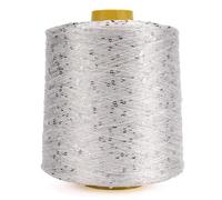 OPica Fil à Crocheter à la Main, Argenté, 1 millimètre, 500G, Paillettes, Mélange de synthétique, YARN, Crochet-yarn
