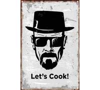 OPICA Plaque en métal Heisenberg « Lets Cook » - Décoration murale amusante pour la maison, la cuisine, le bar, la chambre, le garage - Plaque rétro vintage - 30,5 x 20,3 cm