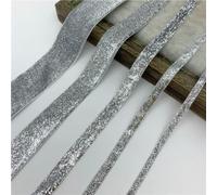 OPica Ruban de Velours à Paillettes argentées 6MM-38MM, Fournitures d'emballage de Bouquet de Cadeaux Faits à la Main, décorations de fête à Domicile, Ruban de noël