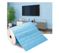 OPIGJUFD Autocollants muraux 3D imperméables 70cmx1/5/10m 3D Papier Peint Décoration Auto-adhésif Antique Mousse Brique Salon Chambre Étanche Sticker Mural(Blue,70cmX1m)