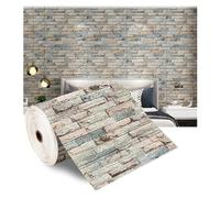 OPIGJUFD Autocollants muraux 3D imperméables 70cmx1/5/10m 3D Papier Peint Décoration Auto-adhésif Antique Mousse Brique Salon Chambre Étanche Sticker Mural(Yellow cyan brick,70cmX1m)