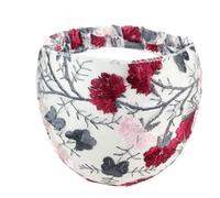 OPIGJUFD Bandeau Cheveux Femme Bandeau Large for Femme, Broderie Ethnique, Fleurs, Bords en Maille, Hibiscus mutabilis, Dentelle, Turban(Color-02)